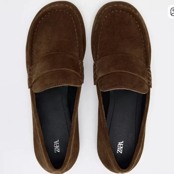 Zara Brown Suede Loafers - Picture 7 of 8